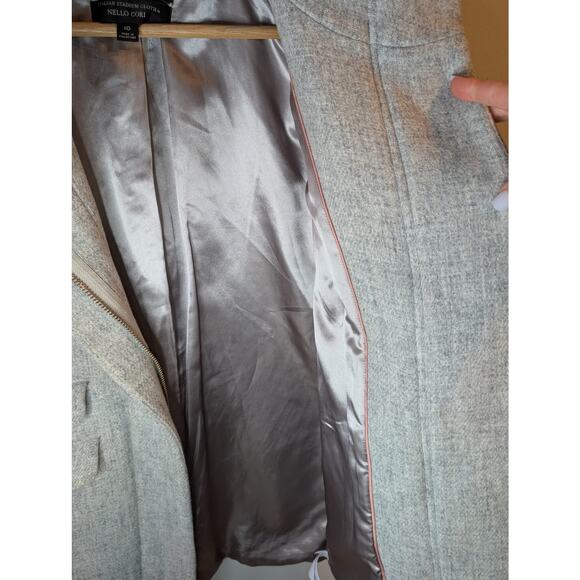J.Crew Italian Stadium Cloth Wool Coat Gray Funnel Neck Pockets Winter Size 10 - Picture 6 of 10